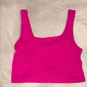 Vibrant Pink Ribbed Women's Top